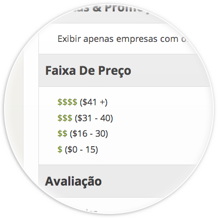 Tema eDirectory Guia de Restaurantes - Funcionalidade Faixa de Preço