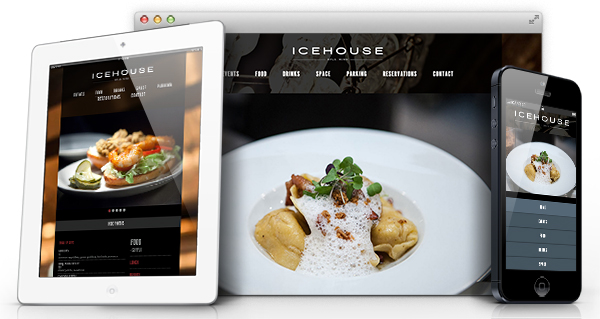 Exemplo de site responsivo - Restaurante Icehouse